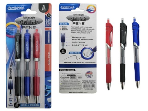 144 Pieces 3-Piece Retractable Gel Pen Set - Black and Red