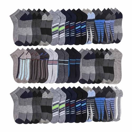 48 Pairs Mens White Low Cut Socks - Assorted Colors