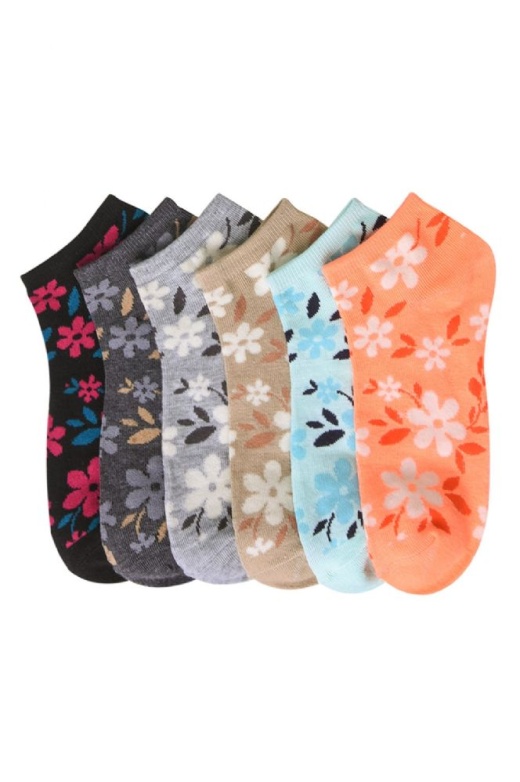 432 Pairs Girls Ankle Sock Floral Design Size 4-6