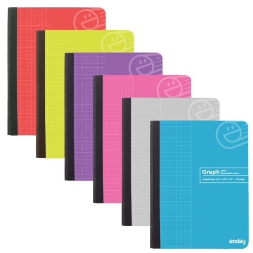 48 Pieces Composition Book Quad-Ruled 4-1" 100 Ct., Black