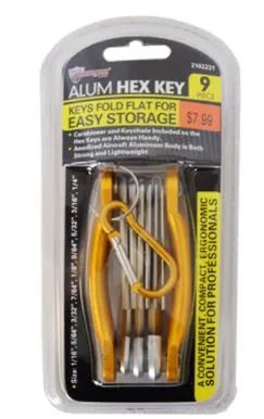 18 Pieces Folding Hex Key Set with Carabiner - Hex Keys