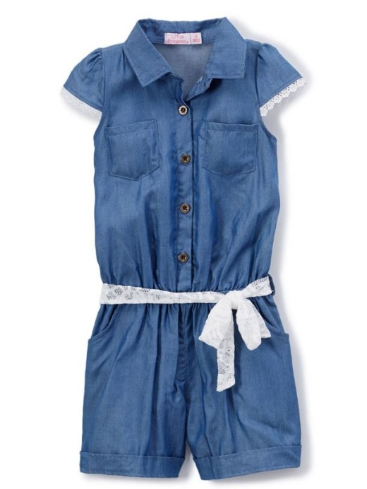 6 Pieces Girls' Denim Romper In Size 5-6X - Girls Dresses And Romper Sets