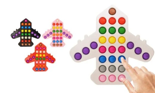 12 Pieces Bubble Pop Toy Keychain Silicone Large Airplane - Key Chains