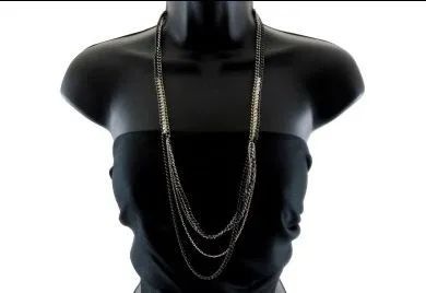 12 Pieces Long Necklace, Starts Out As A Double Chain - Necklace