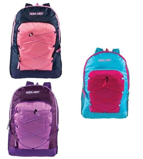 24 Pieces 19" Bungee Backpacks with Side Mesh Water Bottle Pockets