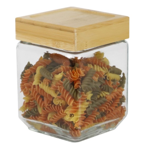 12 Pieces Home Basics 42 Oz Square Glass Canister With Bamboo Lid - Storage & Organization