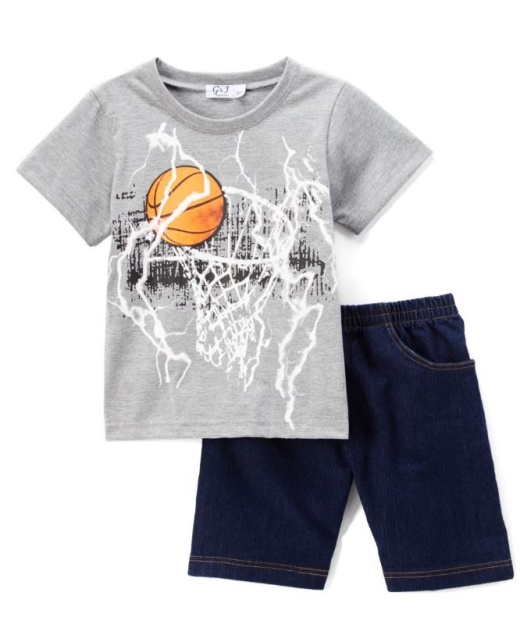 6 Pieces Boys Graphic Tshirt And Denim Short Set- Size 4/5 - 7/8 - Boys Shorts