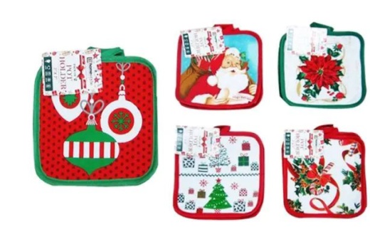 72 Pieces 2 Pack Christmas Pot Holders - Christmas Novelties