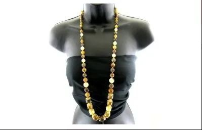 12 Pieces Long Assorted Shades Of Brown Necklace - Necklace