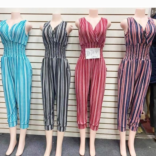 12 Pieces Women's Striped Romper in Assorted Colors and Sizes