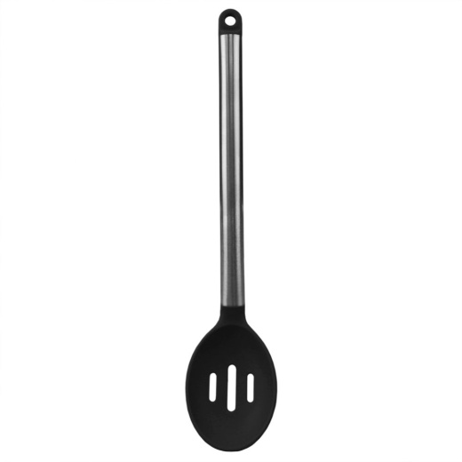 24 Pieces Home Basics Stainless Steel Slotted Spoon With Nylon Head, Black - Kitchen Utensils