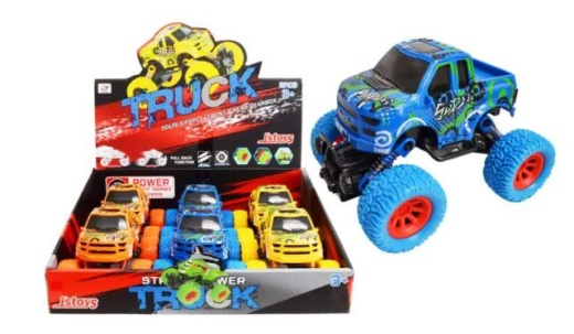 24 Pieces Monster Truck with Suspension Pull Back - Cars, Planes, Trains & Bikes