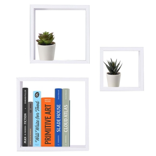 6 Pieces Home Basics 3 Piece Mdf Floating Wall Cubes, White - Wall Decor