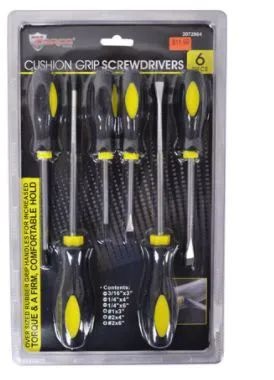 12 Pieces Cushion Grip Screwdriver Set 6 Piece - Screwdrivers and Sets