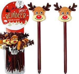 12 Pieces Santas Reindeer Action Pens