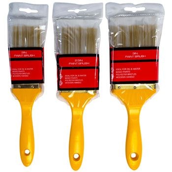48 Pieces Paint Brush Heavy Duty Wood Handle 3-Sizes 2/2.- 5/3 Inch Hardwaresleeve/Pvc Bag - Brushes