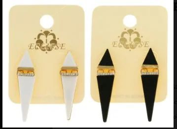 36 Pieces White And Black Metal Dangle Earrings With Crystal Accents - Earrings