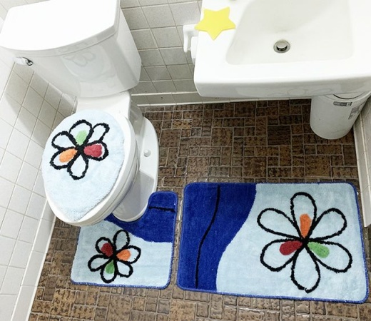 12 Pieces 3 Pieces Bathroom Toilet Cover Mat Set - Bath Mat Sets