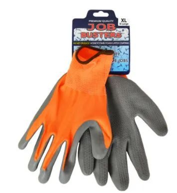 36 Pieces Work Gloves with Honeycomb Grip - Orange Size Large