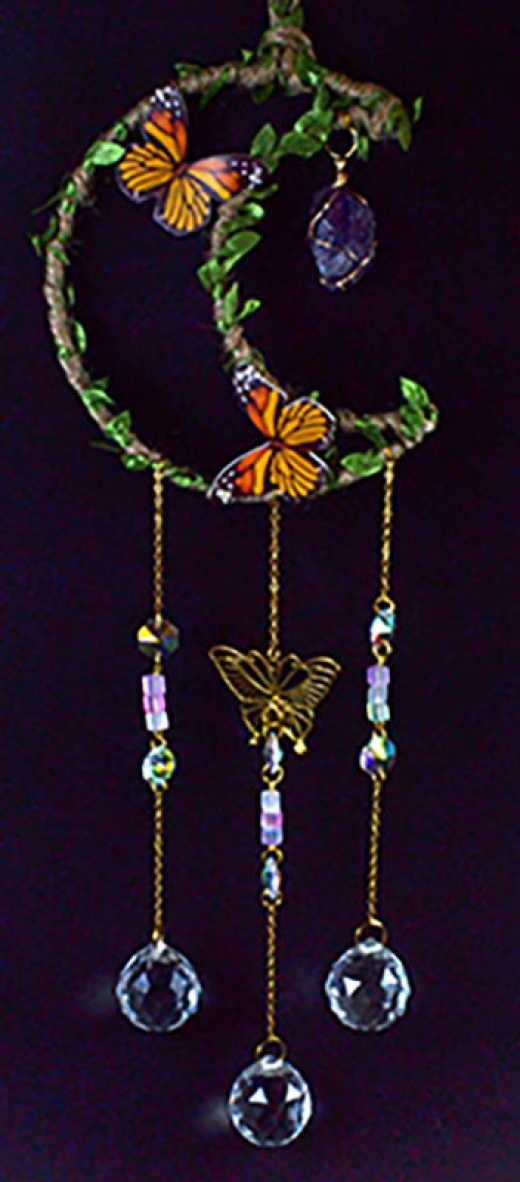 21" Amethyst Moon W Butterfly Sun Catcher