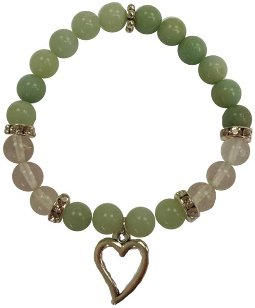 8Mm Amazonite/ Quartz With Heart Beaded Bracelet