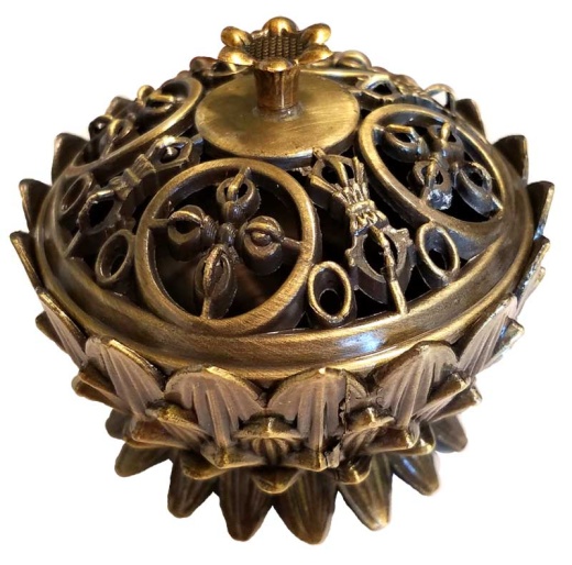 Antique Bronze Lotus Incense Burner - Portable Home Decor for Aromatherapy