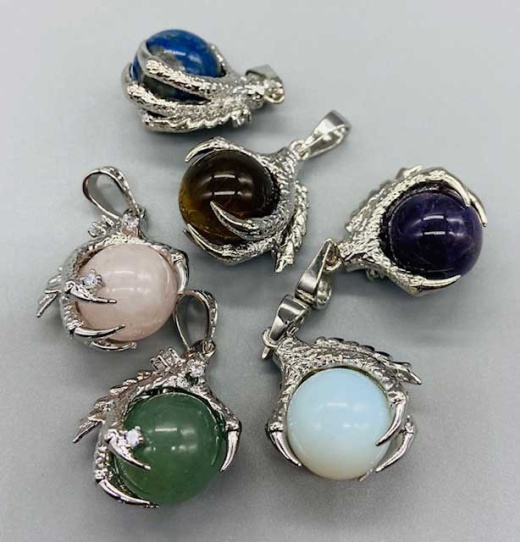 Dragon Claw Pendant Set of 6 - Unique Crystal Orb Jewelry