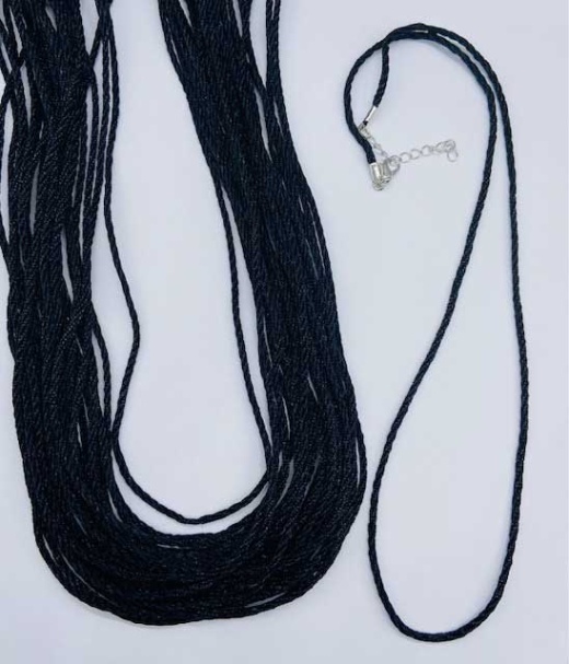 Set of 25 Braided Necklace Black Cord - 24" Adjustable Length