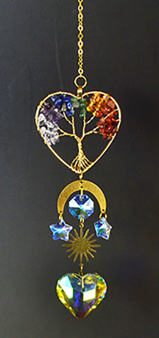 13 1/2" 7 Chakra Heart Sun Catcher