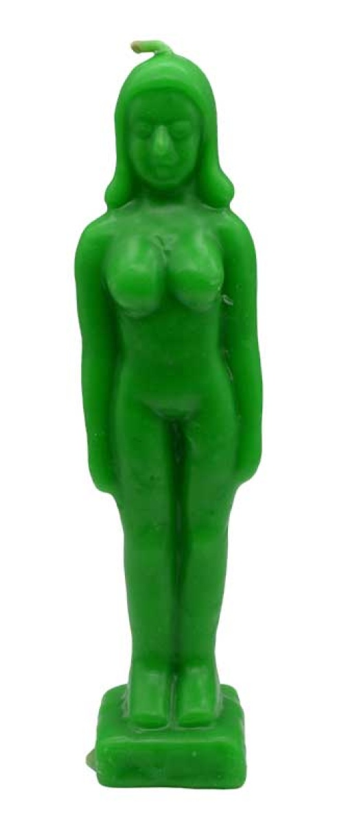 6 3/4" Green Woman Candle
