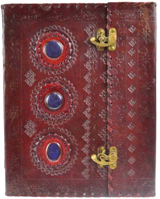 10" X 13" Stone Leather Blank Book W/ Latch - Handcrafted Journal