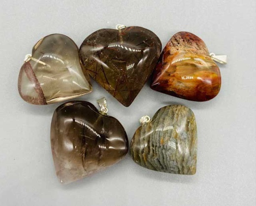 1" Quartz Phantom Heart Pendant
