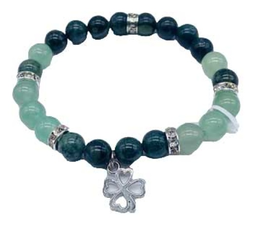 8Mm Kambaba Jasper, Green Aventurine, Clover Bracelet