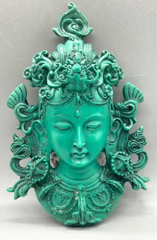 8" Tara Mask Turquoise - A Symbol of Compassion and Action