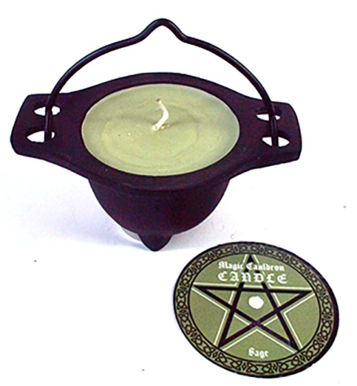 Sage Candle In Cauldron - Magic Enthusiasts Must-Have