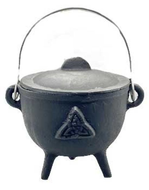 4.5" Triquetra Cast Iron Cauldron W/ Lid
