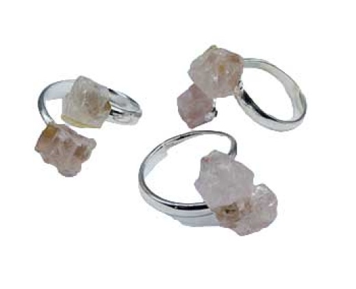 Set of 3 Adjustable Rose Quartz Rings