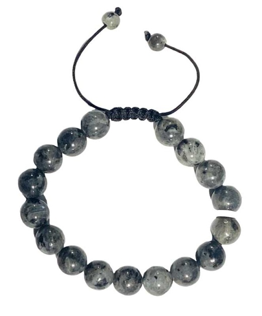 10Mm Larvakite Bracelet - Adjustable Grounding Stone Jewelry