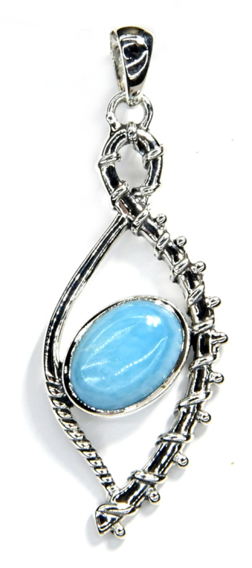 Larimar Pendant - Handcrafted Sterling Silver Jewelry