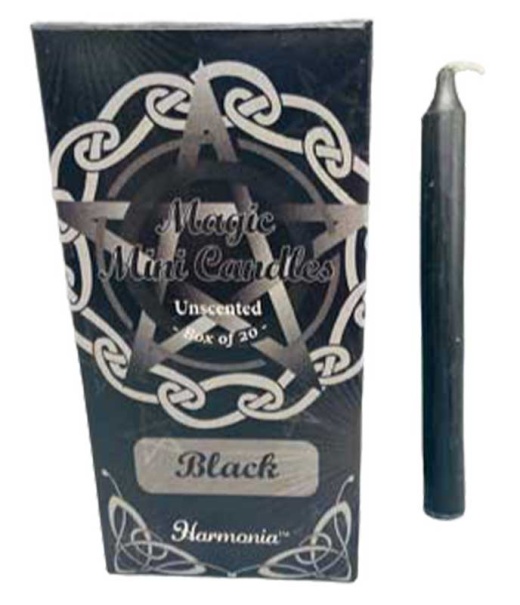 1/2" Dia 5" Long Black Chime Candle 20 Pack - For Protection, Balancing Spells, and Rituals