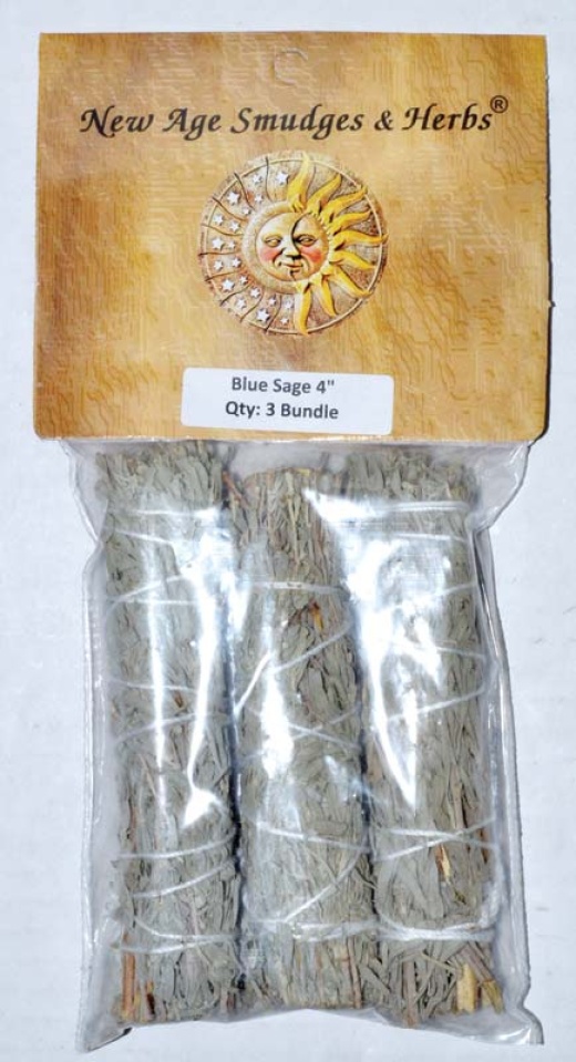 Set of 3 Blue Sage Smudge Sticks, 4 Inch