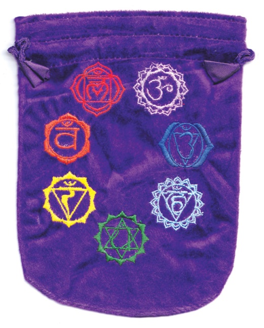 6"x8" 7 Chakra Purple Velveteen Bag - Crystal and Rune Storage Pouch