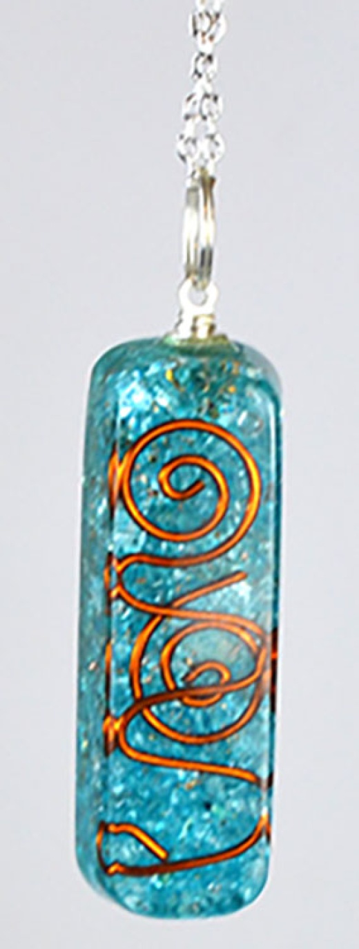 2" Orgone Aquamarine W 20" Chain - Balance Your Energy Field