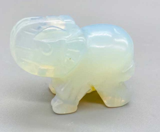 Set of 2 Opalite Elephant Figurine - Good Luck and Success Symbol