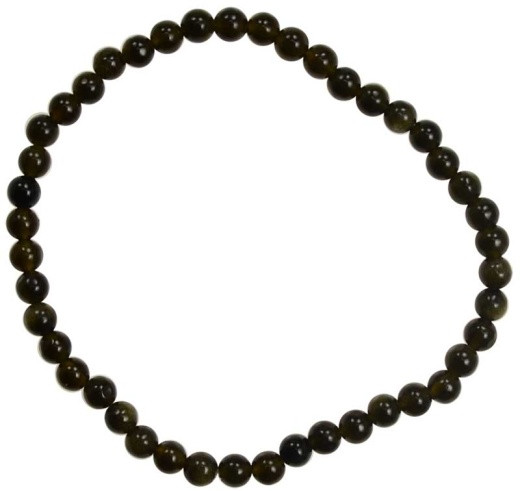4Mm Black Obsidian Stretch Bracelet