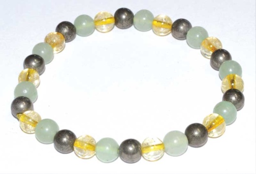 6Mm Aventurine, Green, Citrine & Pyrite Bracelet