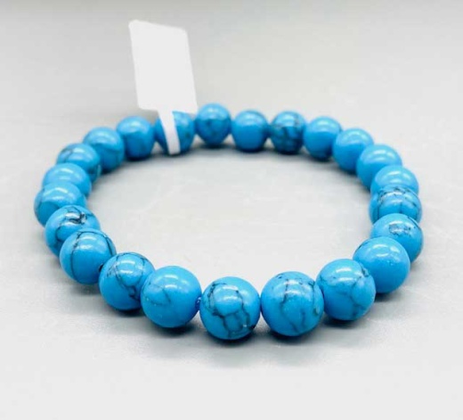 8Mm Turquoise Synthetic Beaded Bracelet for Protection, Courage & Love