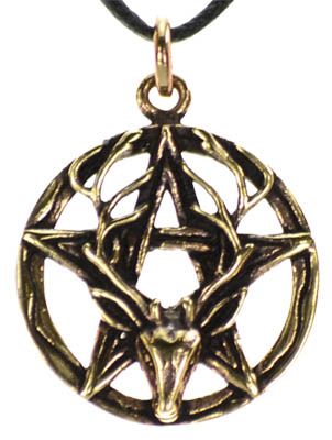 Pentagram Stag Bronze Pendant