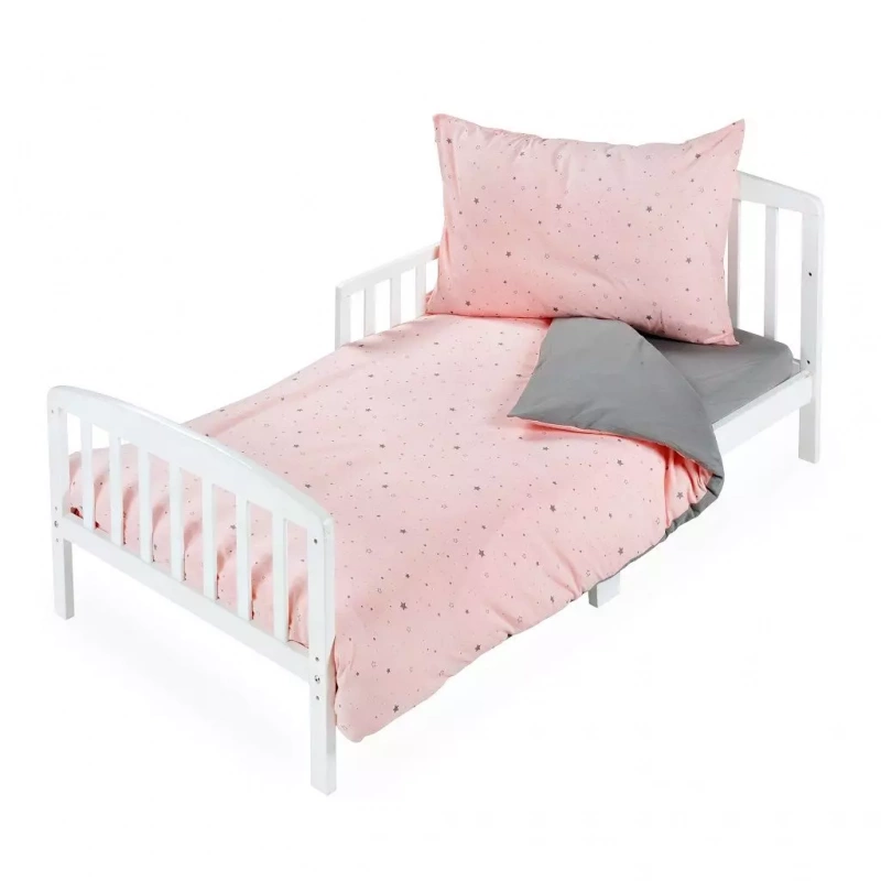 Pink Stars 3-Piece Toddler Cotton Fitted Crib And Toddler Bedding Set