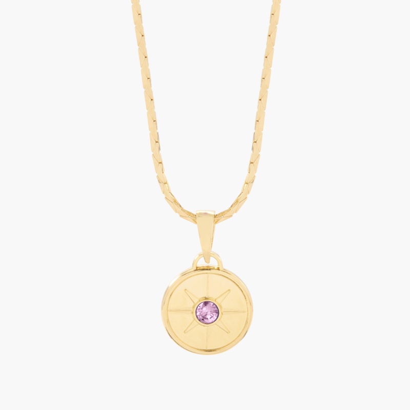 Rosa Compass Coin Birthstone Pendant